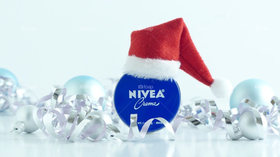Nivea cream with Santa hat