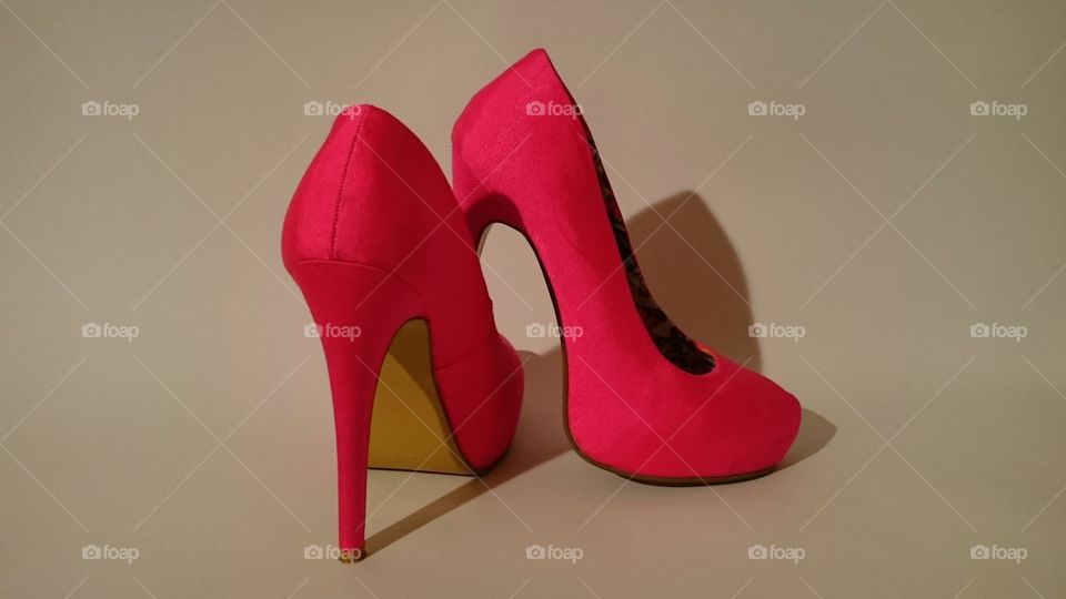 Bright pink high heels