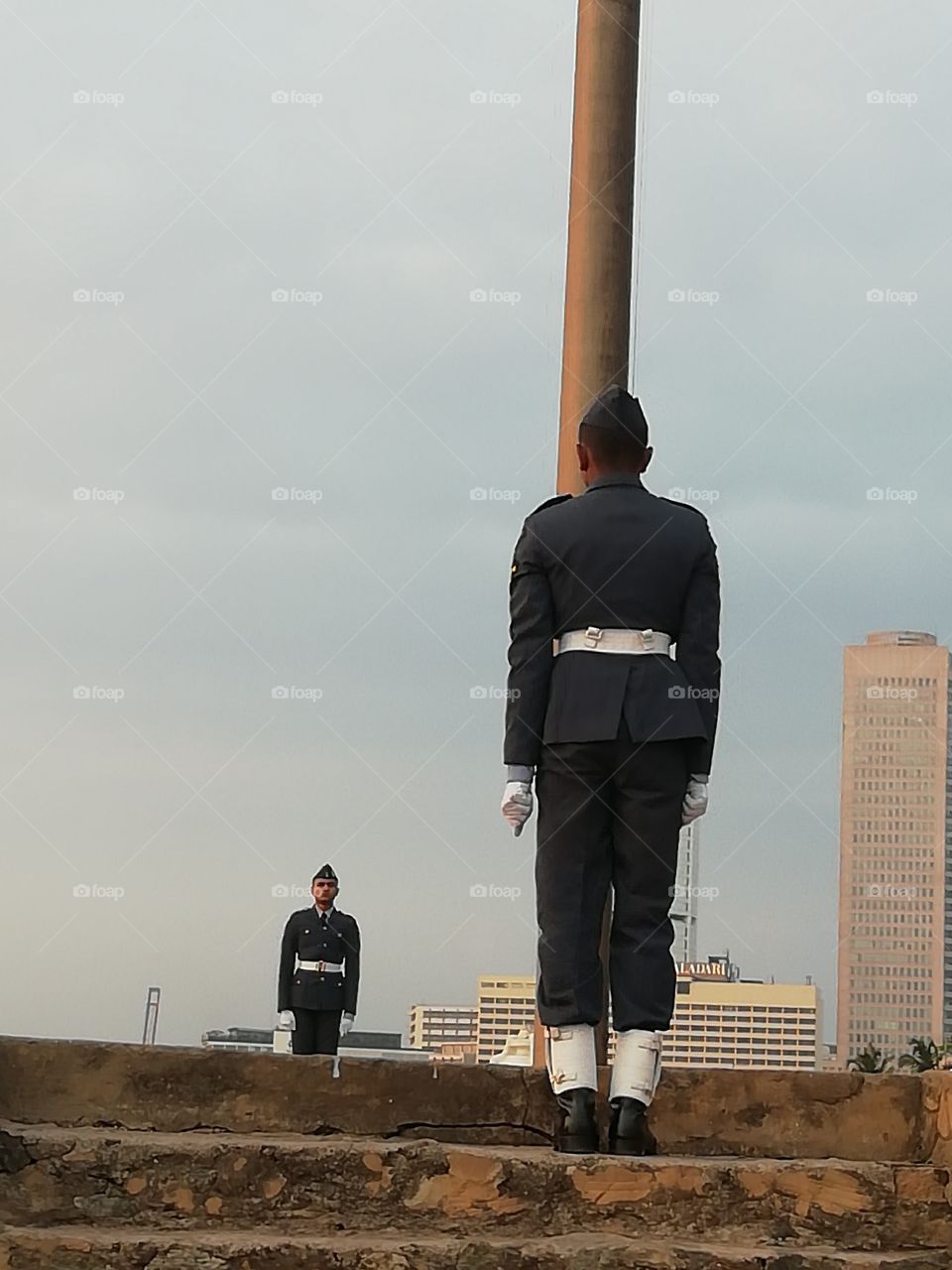 Lowering the national flag