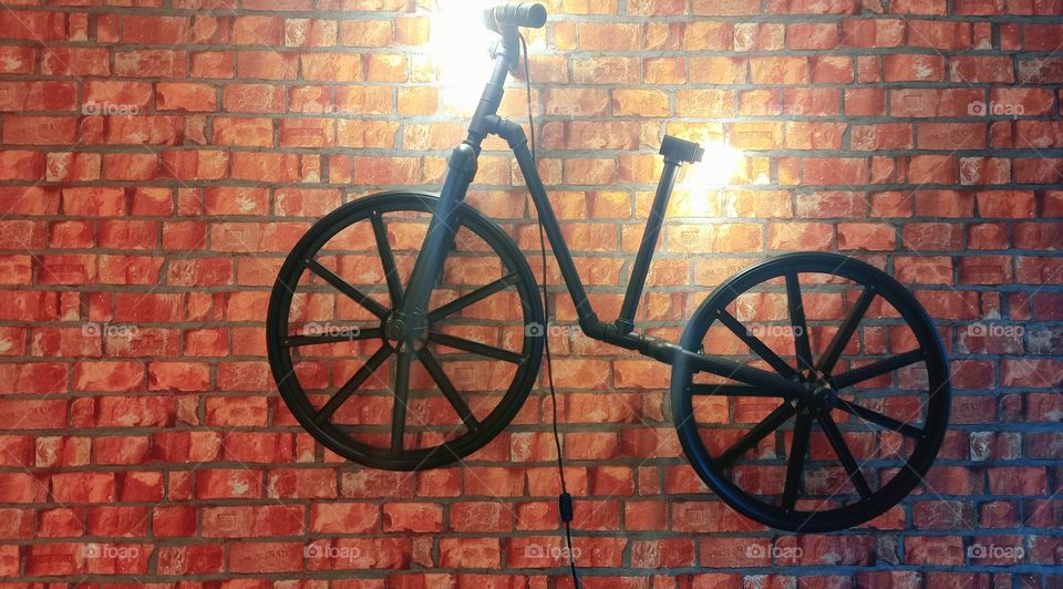 bycicle on the wall