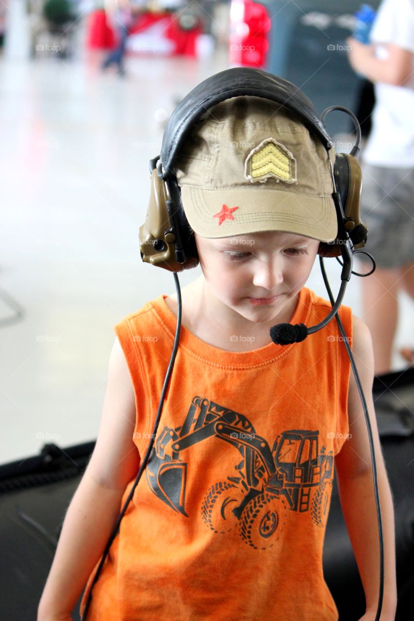 child in headphones