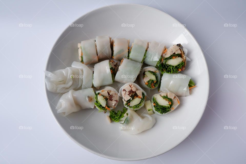 fresh noodle spring roll Thai food,Cold Rolls,Veggie Spring Roll