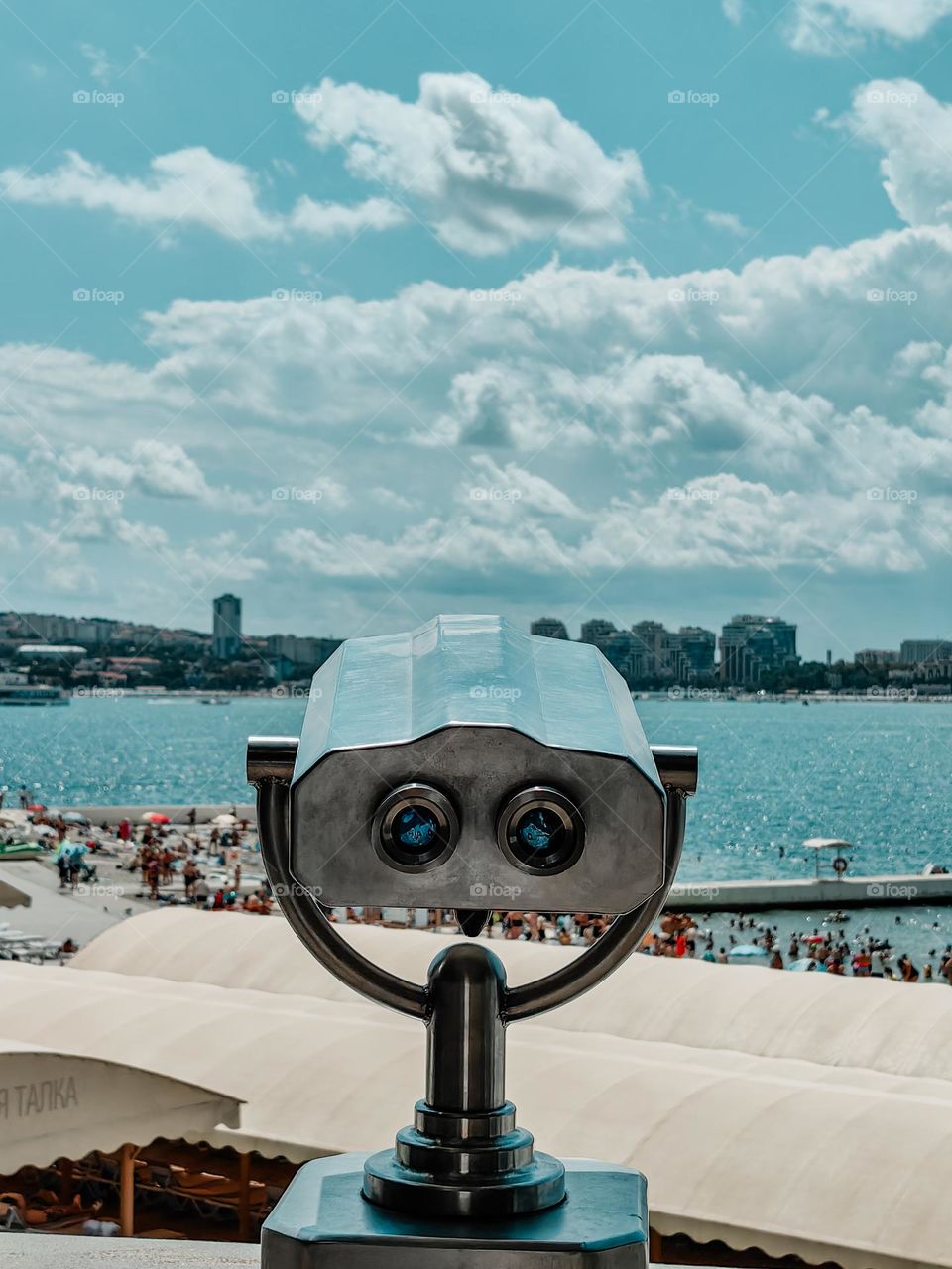 Binoculars on the beach