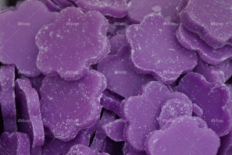 Stack of purple soap