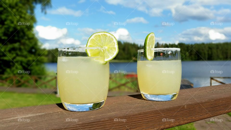 Lemon juice on table