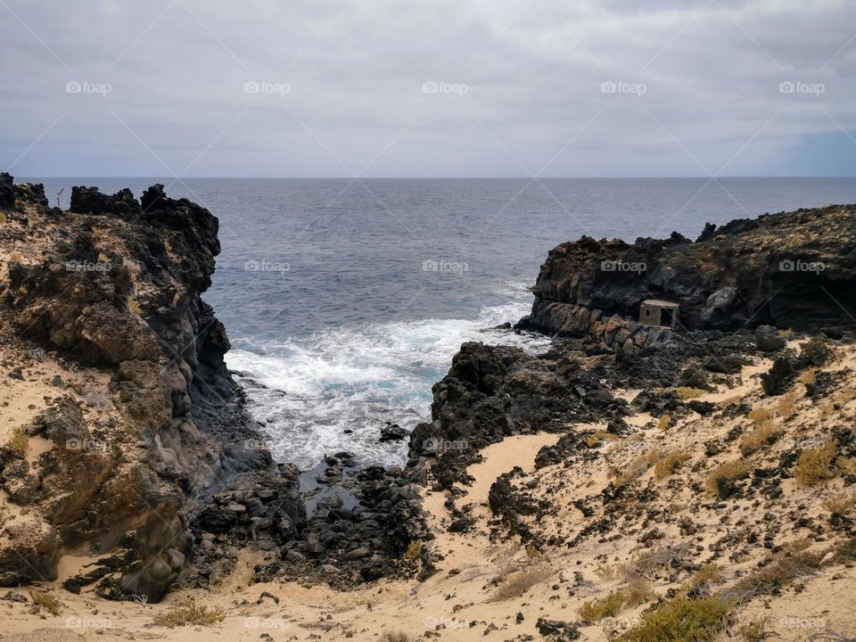 Volcanic landscape at Charco del Palo, Lanzerote, Canary Islands