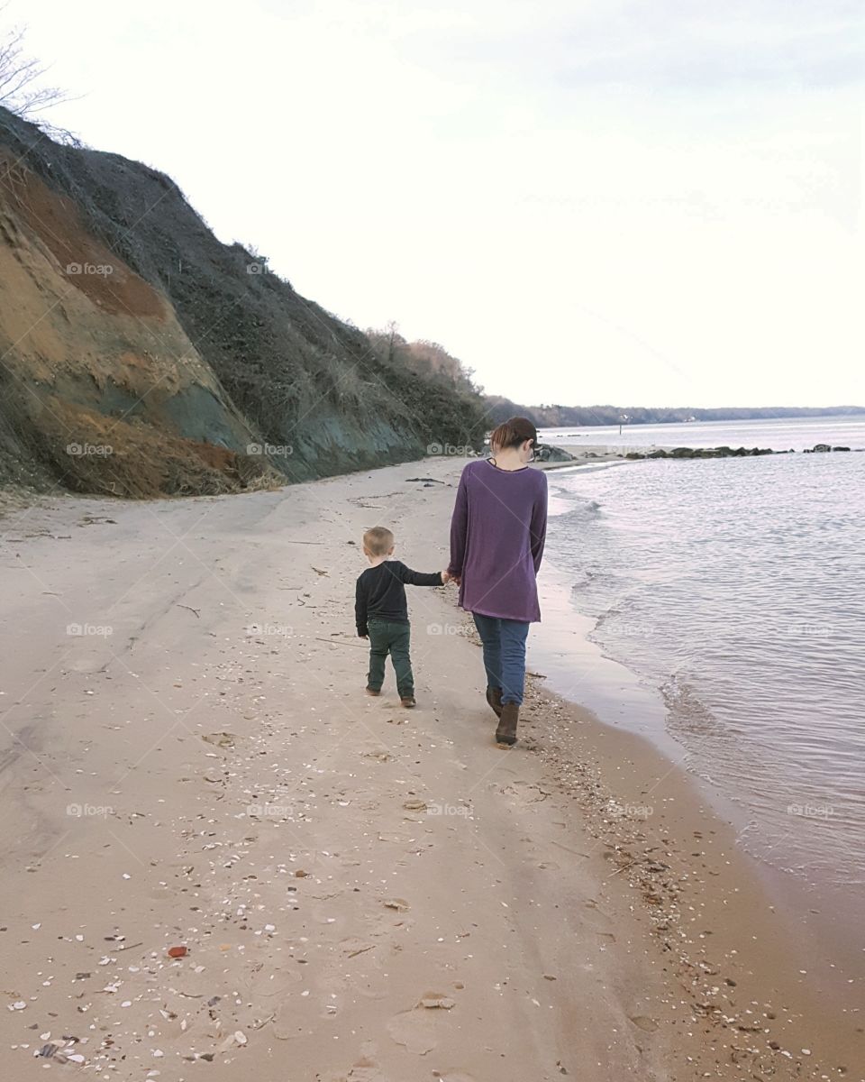Beach walk with Nana