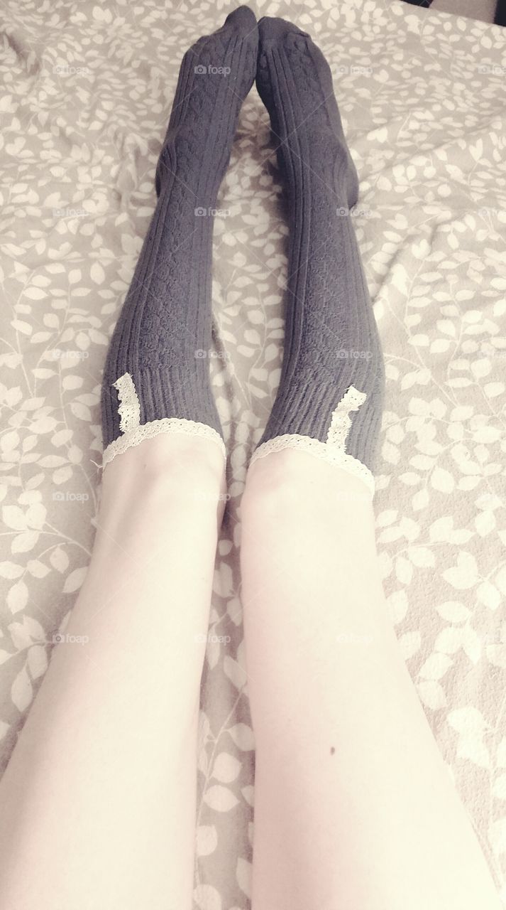 Even grey socks can be sexy with a bit of lace