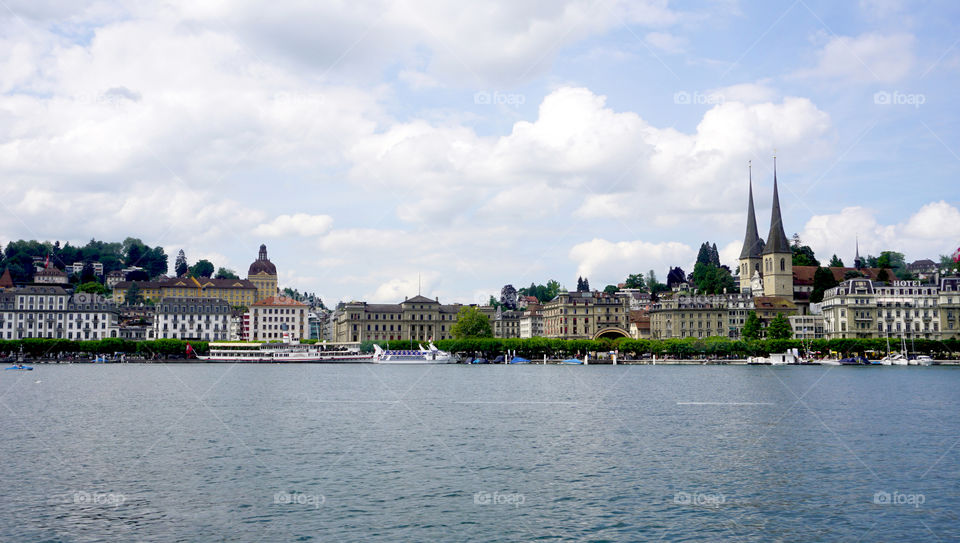 Old town city and lake in luzern, swiss