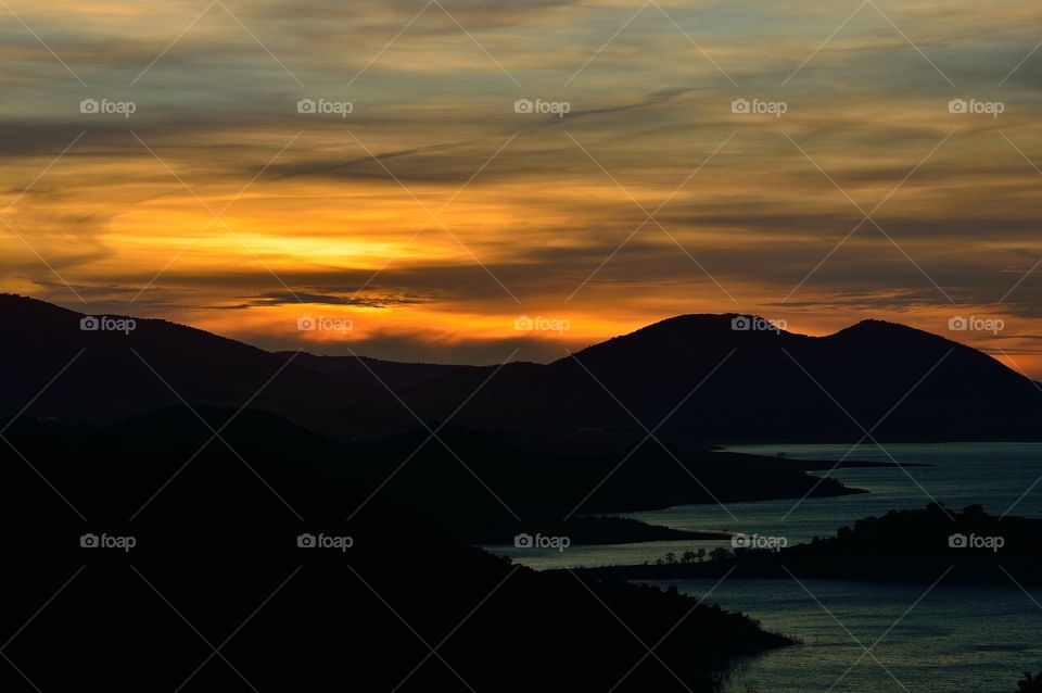 Sunset between mountains