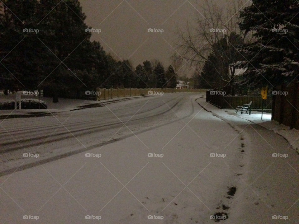 snow ice night road by nerv001