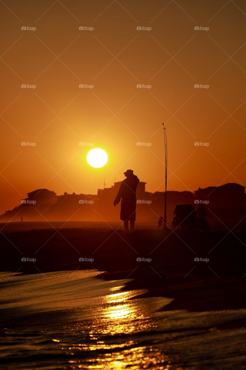 Fishing at sunset in Florida on a hot summer evening