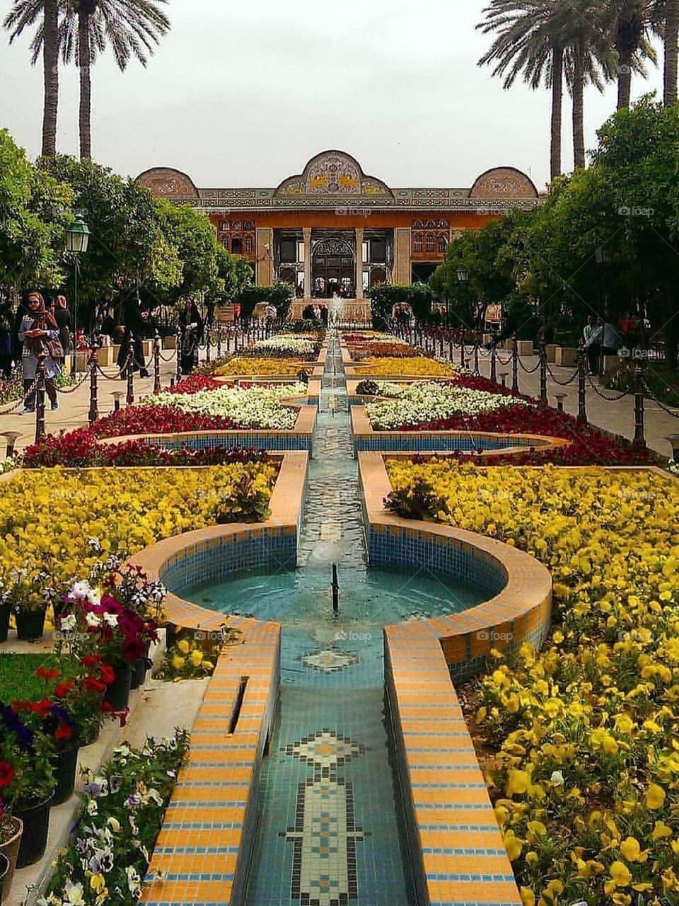 Beautiful decorated small pool in midle of the museum