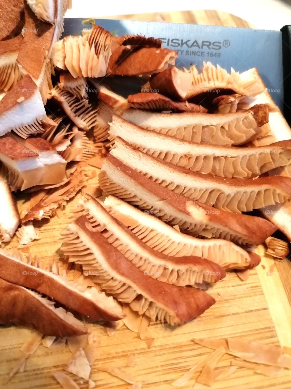 Chopped mushrooms ( lactarius rufus ) collected from Finnish Lapland. These go to the dryer. So they last for years. It’s really tasty to make a mushroom sauce or put in a meat pot!