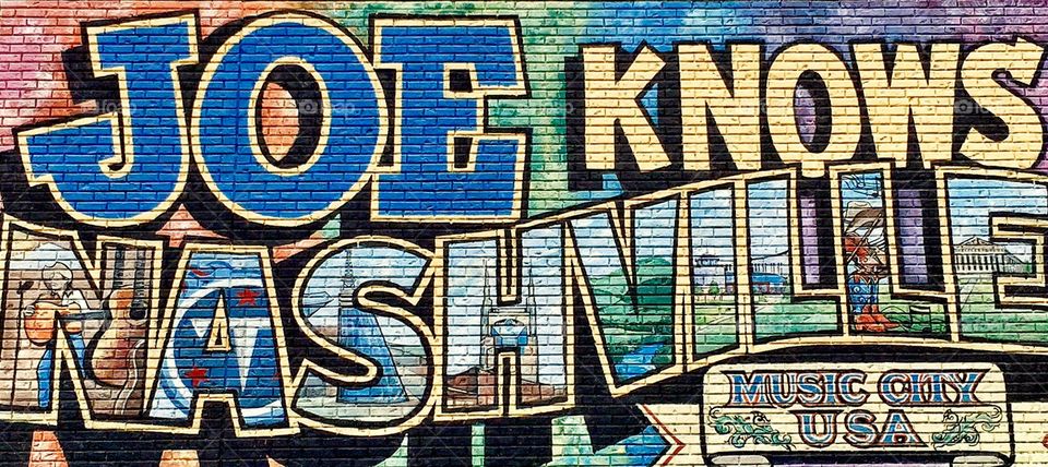 Nashville Street Art. Downtown Nashville filled with Honky Tonks and Street Art.