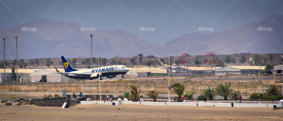 Airplane taking off at Canary