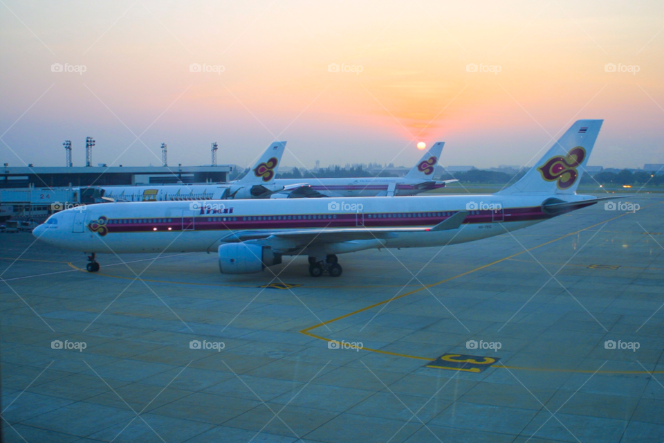 airplane airport bangkok aircraft by cmosphotos