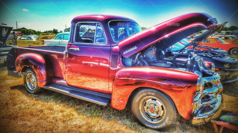 Classic Red Chevy Stepside Truck