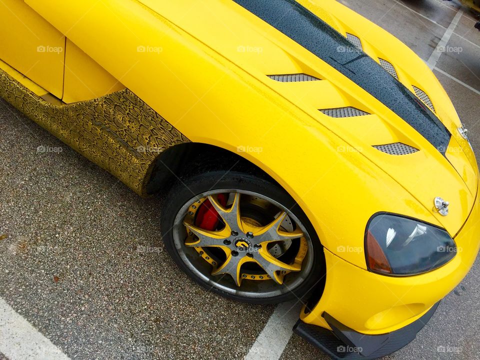 Yellow Dodge Viper.