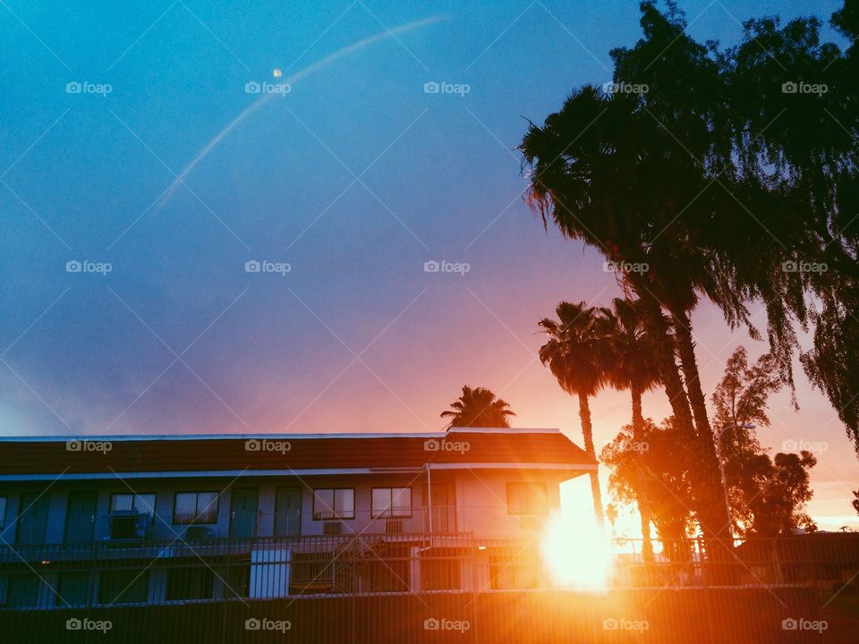 Motel at sunset. Motel at sunset 