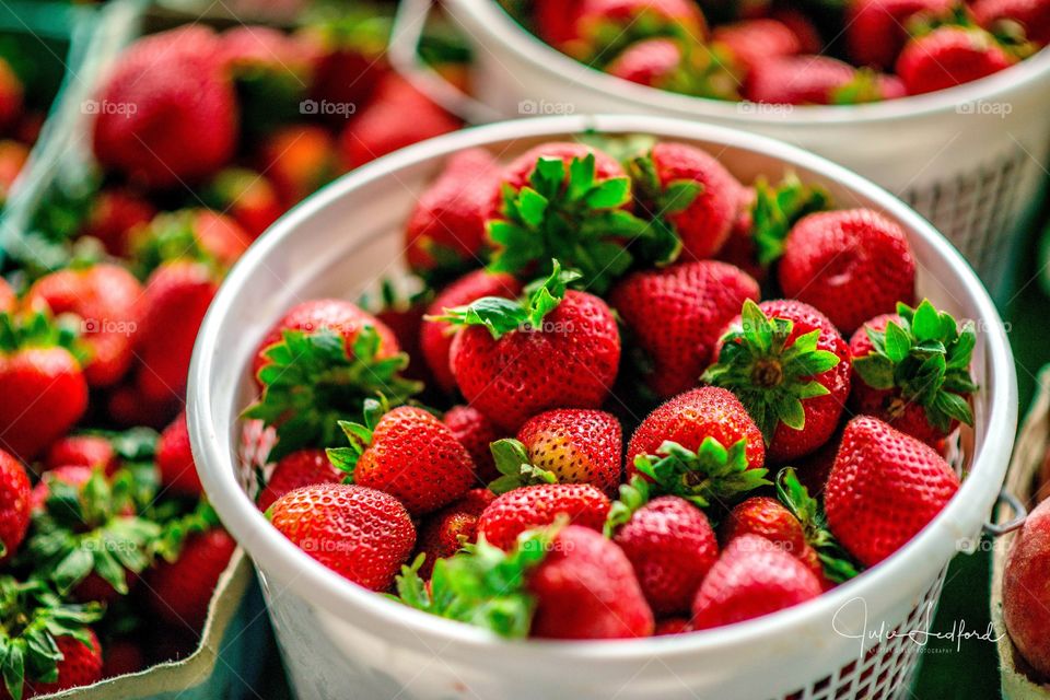 Close-up of strawberries on farmers market