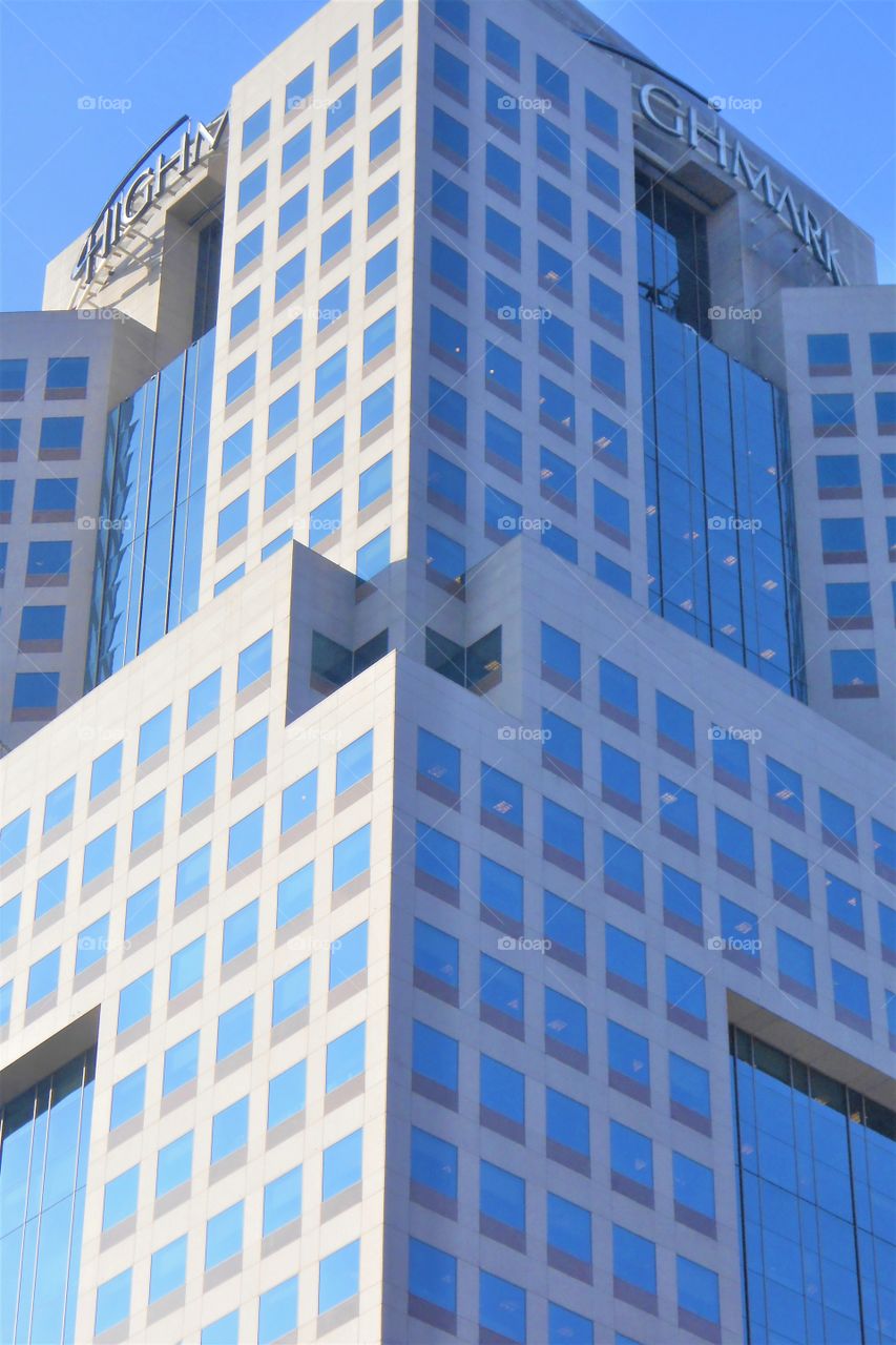 Building in Pittsburgh PA, blue and white