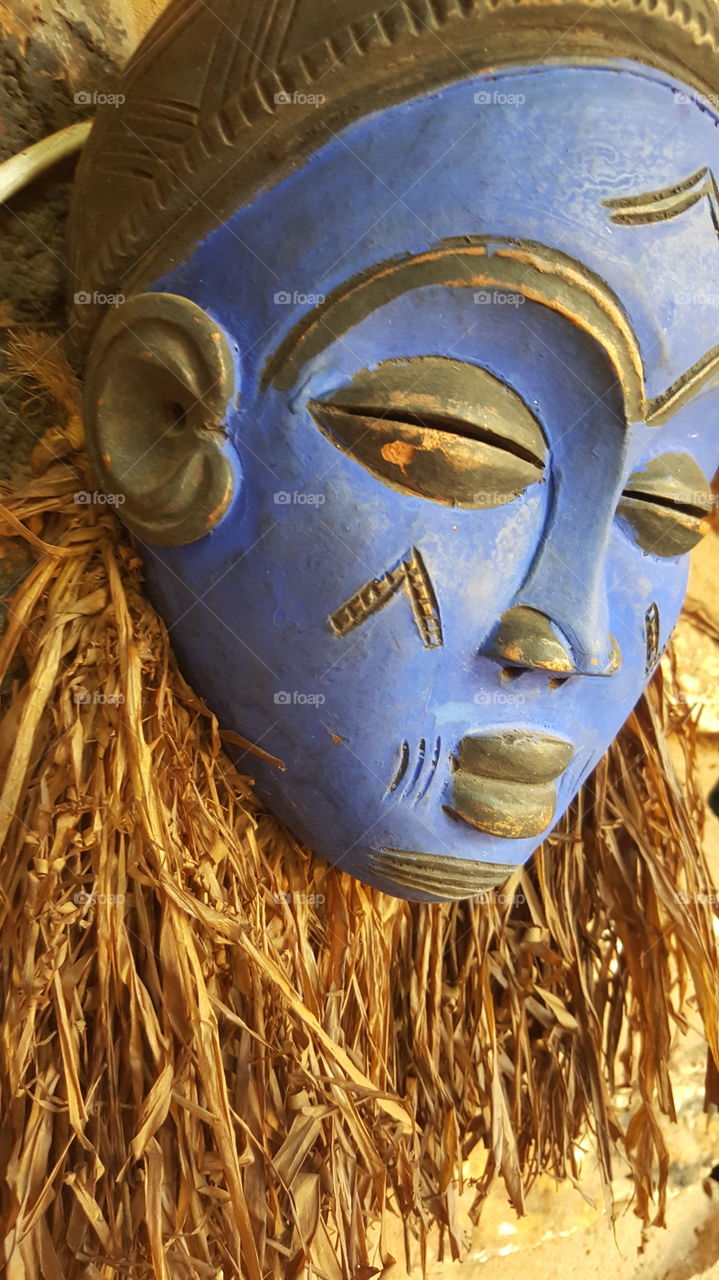blue african mask