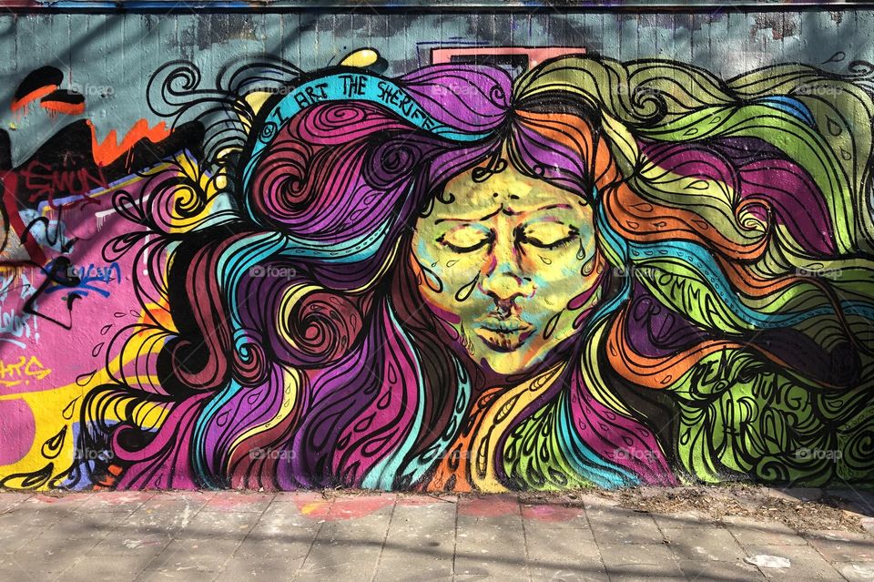 Woman portrait street art graffiti