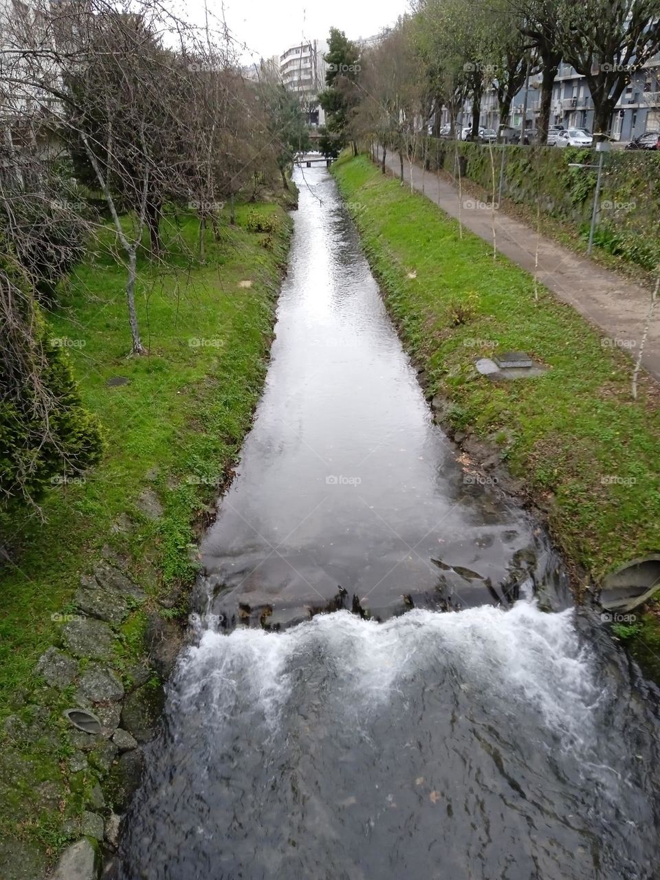 a stream after the rain in Braga Portugal