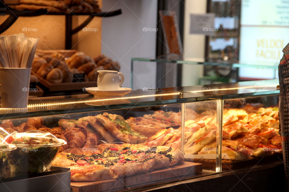 Bakery in Venice. Detail of a cafe in italy.