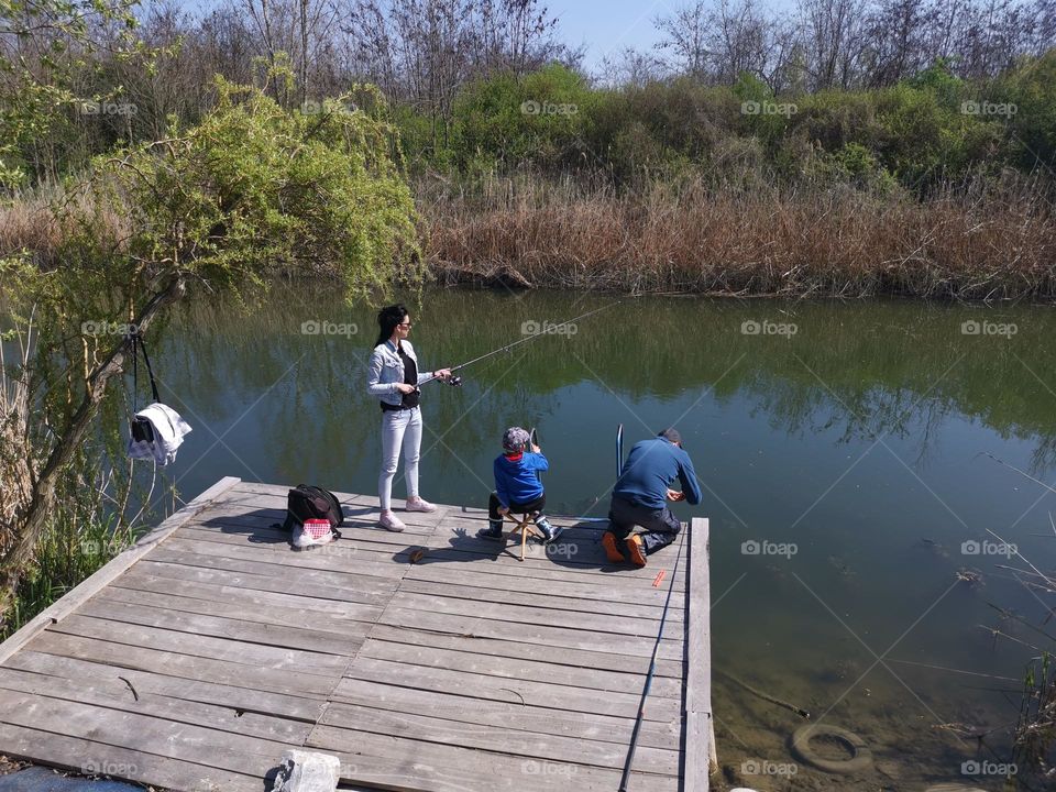 Family on a  fishing trip