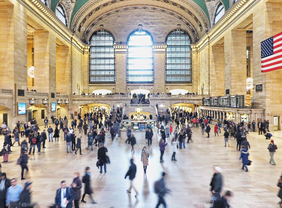Standing still in the middle of all the hustle and bustle of Grand Central Station, New York, United States. 