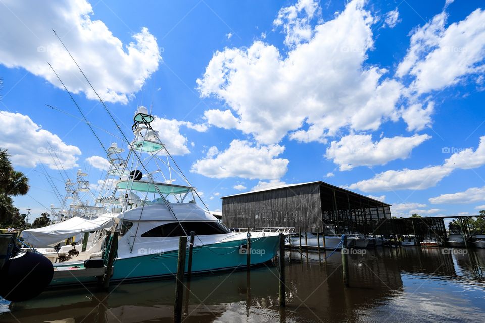 Yacht boat parking at the dock