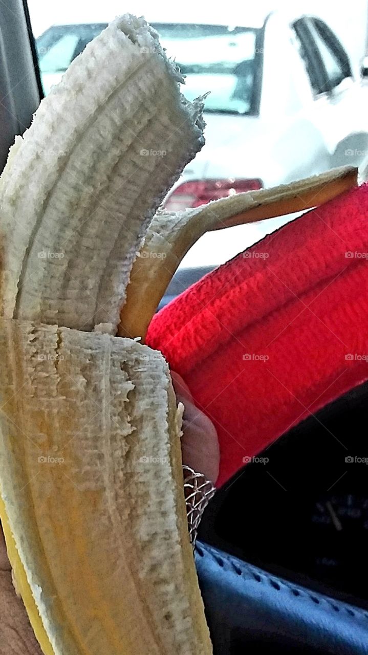 fruit on the go! banana on the way to work!