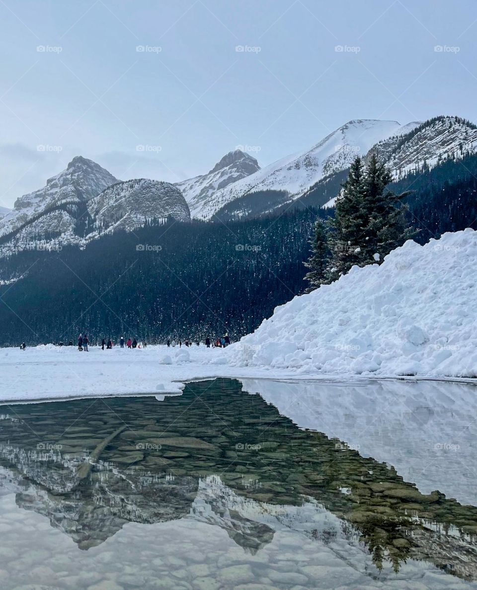 snow covered mountains