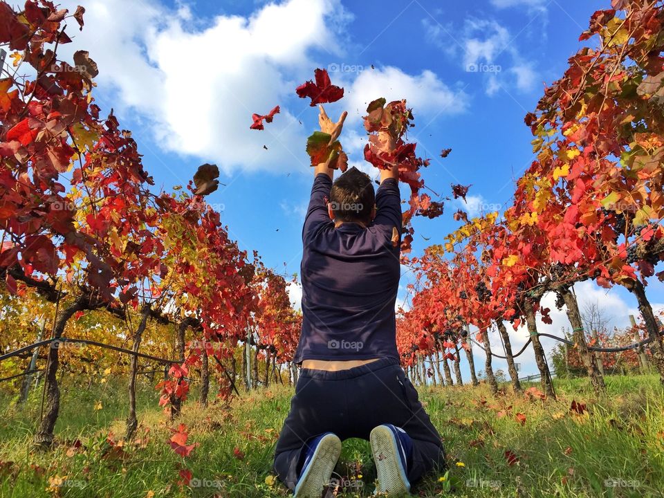 Happy inside the autumn. Colorful all around me in an Autumn day