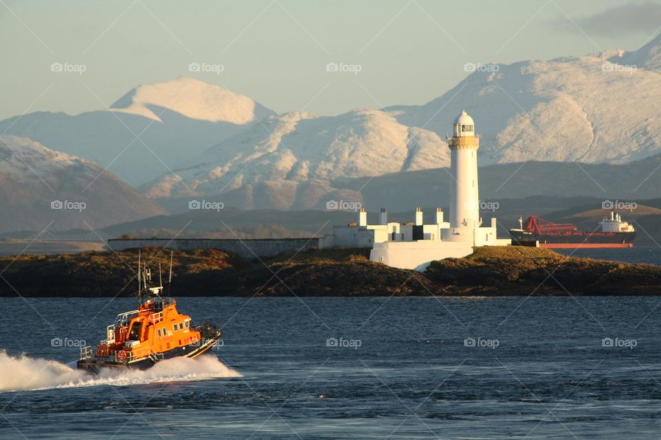 Lifeboat and lighthouse 