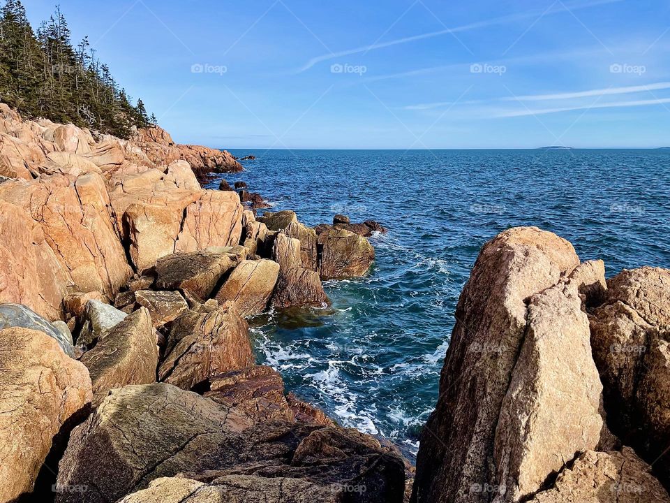 “Broken Edge.”  The mainland ends at jagged chunks of rock in Bass Harbor, Maine.