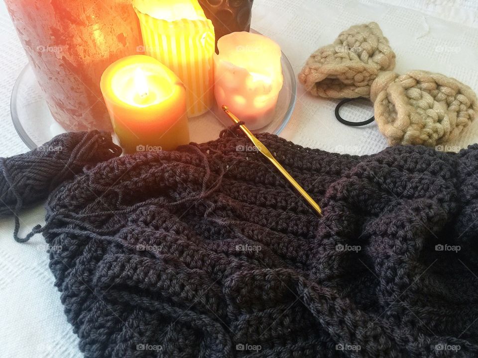 Crocheting and relaxing 