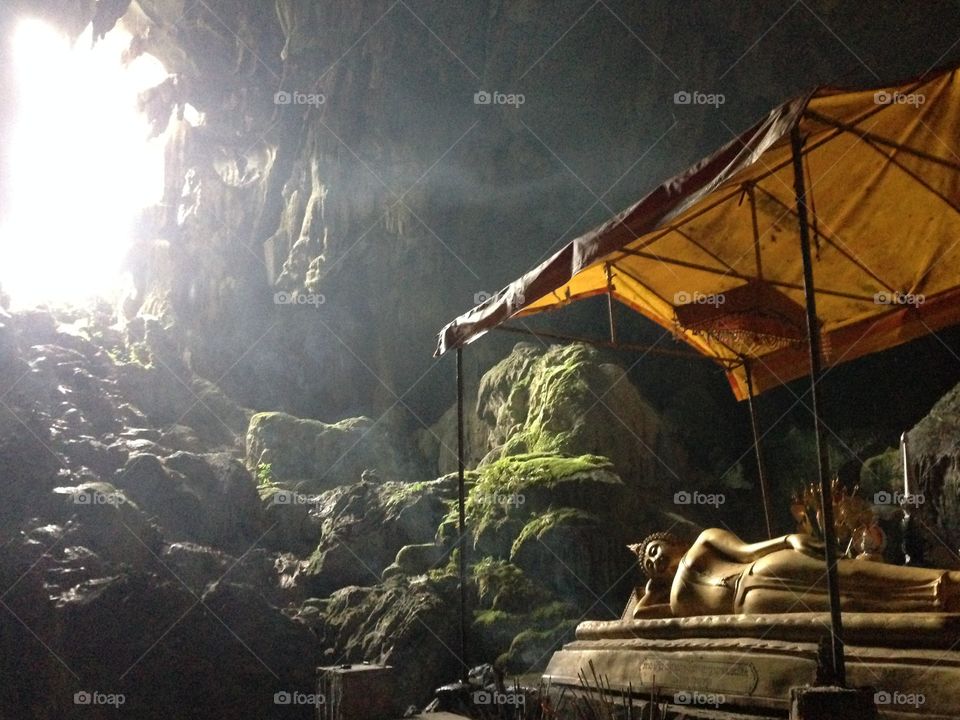 Buddha in cave at VangVieng, Loa