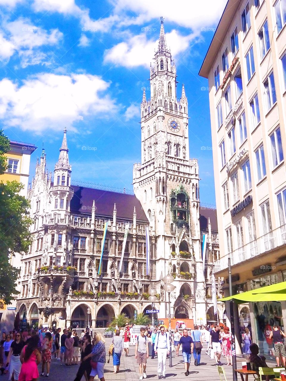 Marienplatz, Germany. Beautiful places on a sunny day.