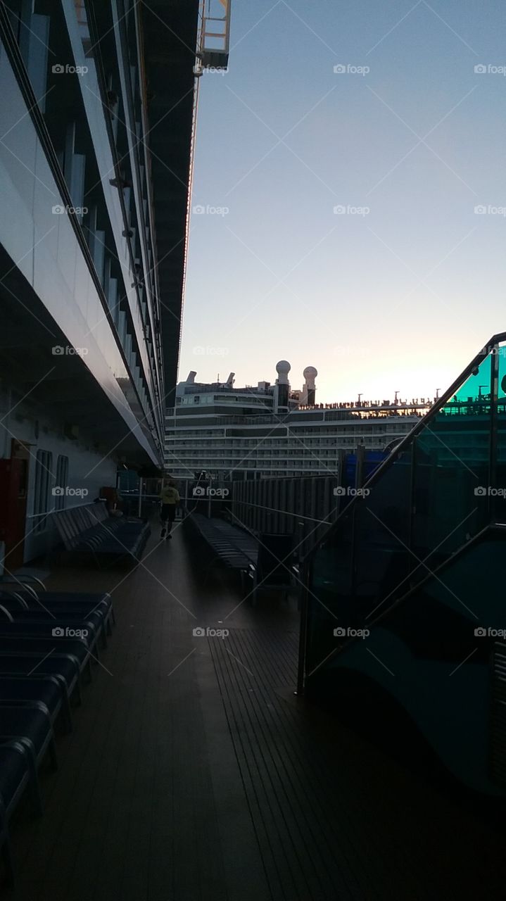 Epic ship super close to Carnival cruise ship