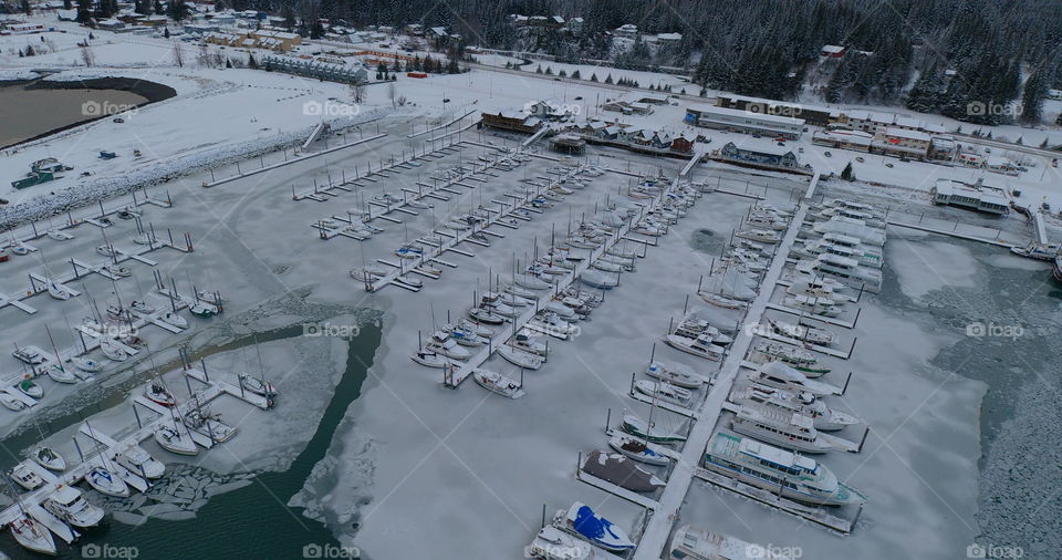 Frozen Alaskan harbor 