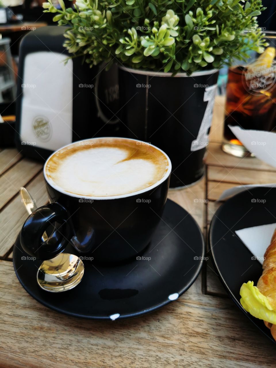 Coffee table served eat tasty view day outdoor outside street capture cafe restaurant