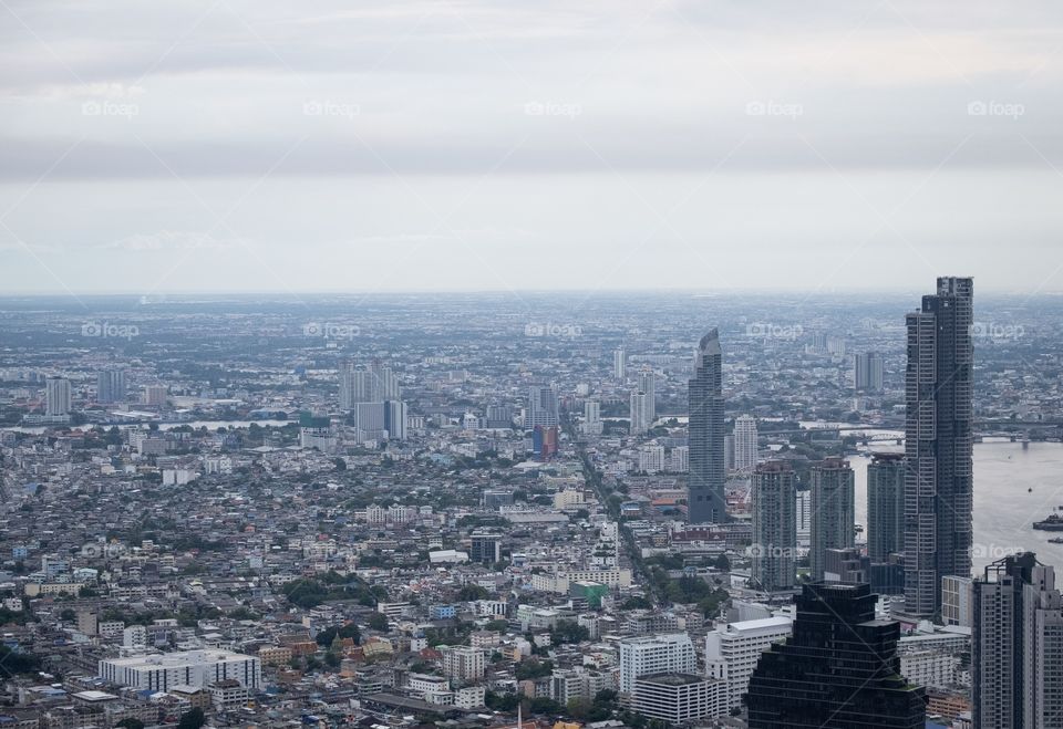 Bird eyes view of Many condominium Resident in the capital city Bangkok Thailand