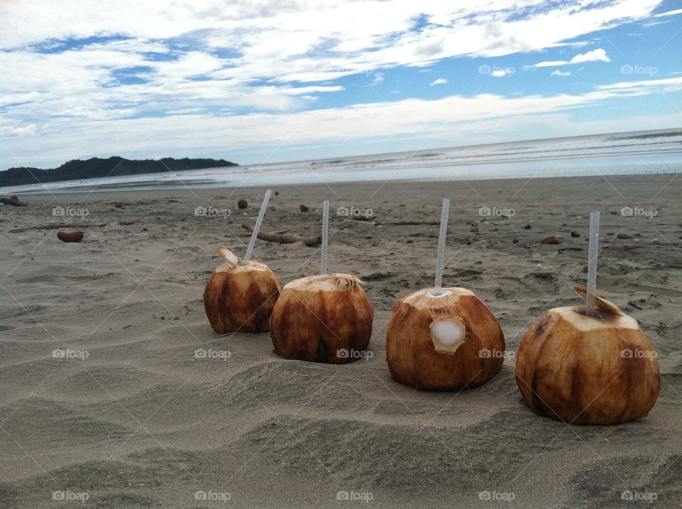 Coconut Drinks at Playa Nosara. Coconut drinks on Playa Nosara Beach