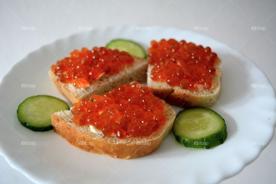 sandwiches with red caviar