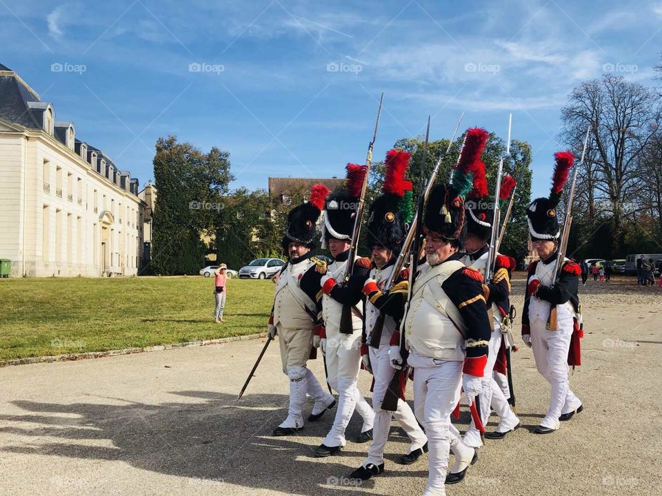 Europe travel shot-Visit the suburban Rembouillet Castle, meet the castle held by Napoleon I activity day, the castle and garden everywhere present the beautiful picture of Napoleon I army and family, immersive, a little through the feeling.