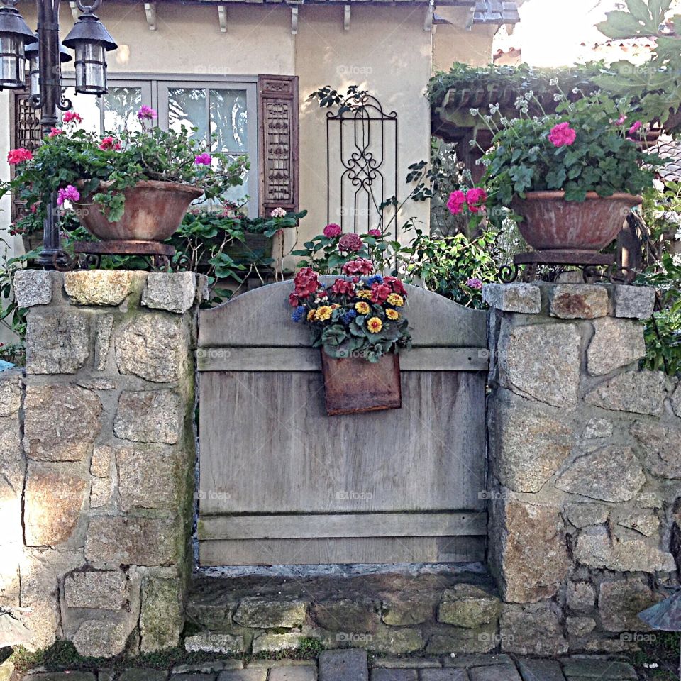 Door with flower basket