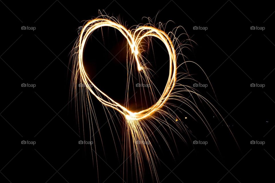 Sparkler Heart. Heart drawn with a sparkler